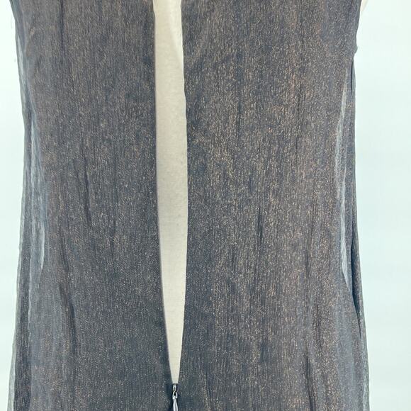 ABS Womens Brown Sleeveless Silk Dress Balloon Hem Sequined Bodice Size 6 New - Picture 10 of 16